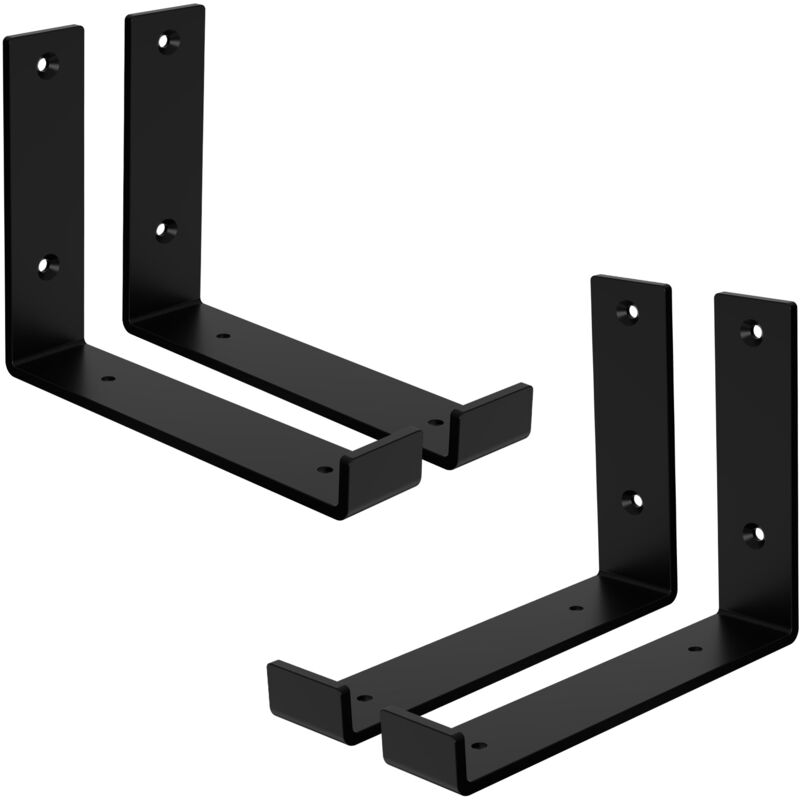foto del prodotto ml design set 4 staffe per mensole a l in metallo nero 20 x 4 x 14 cm supporti angolari per ripiani peso massimo 50 kg con materiale di montaggio a