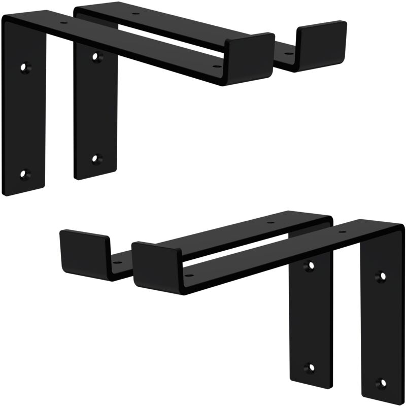 foto del prodotto ml design set 4 staffe per mensole a l in metallo nero 25 x 4 x 14,5 cm supporti angolari per ripiani peso massimo 50 kg con materiale di montaggio