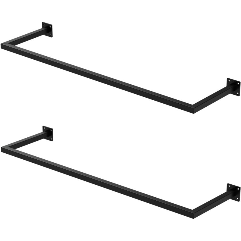 foto del prodotto ml design set di 2 appendiabiti porta asciugamani attacco a parete 110x30cm in acciaio nero per bagno cucina soggiorno balcone camera da letto
