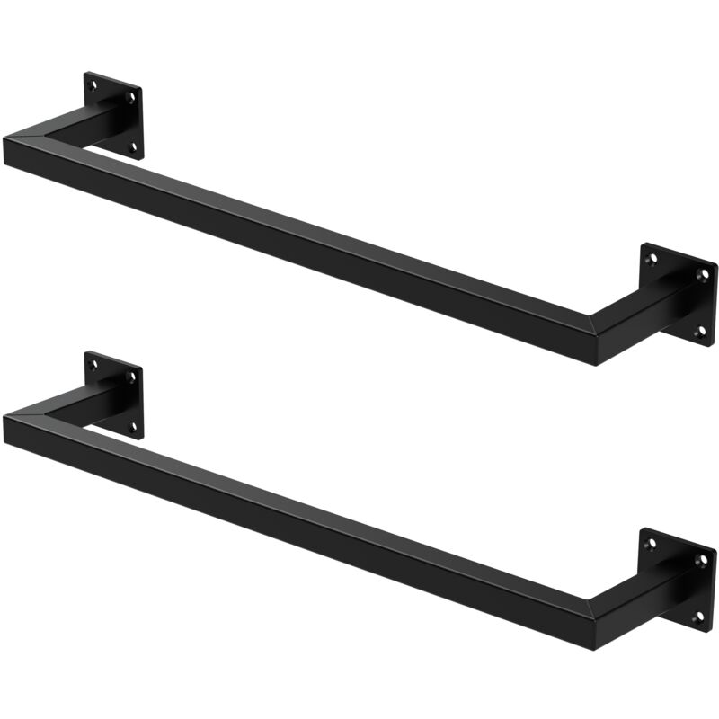 foto del prodotto ml design set di 2 appendiabiti porta asciugamani attacco a parete 60x12 cm in acciaio nero per bagno cucina soggiorno balcone camera da letto