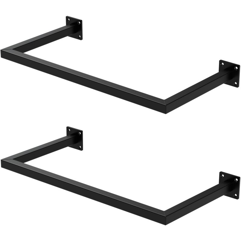 foto del prodotto ml design set di 2 appendiabiti porta asciugamani attacco a parete 60x30 cm in acciaio nero per bagno cucina soggiorno balcone camera da letto