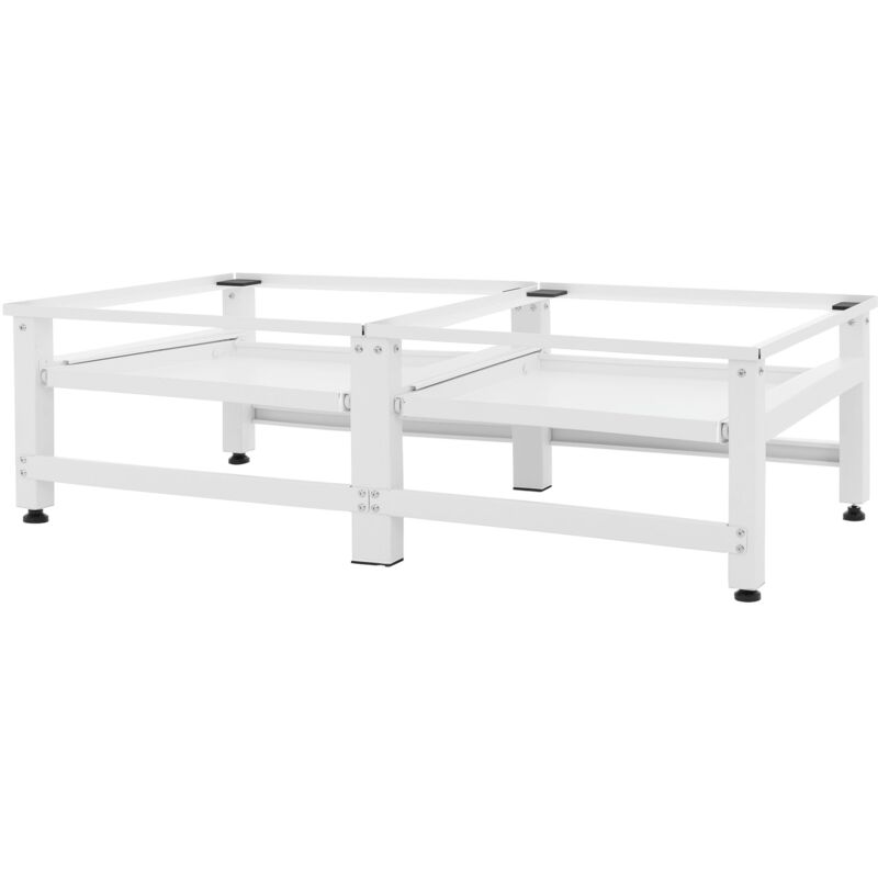 foto del prodotto ml design set di 2 basi per lavatrice asciugatrice frigorifero con ripiano estraibile ca. 122x53x37 cm in acciaio bianco max. 150 kg piedistalli