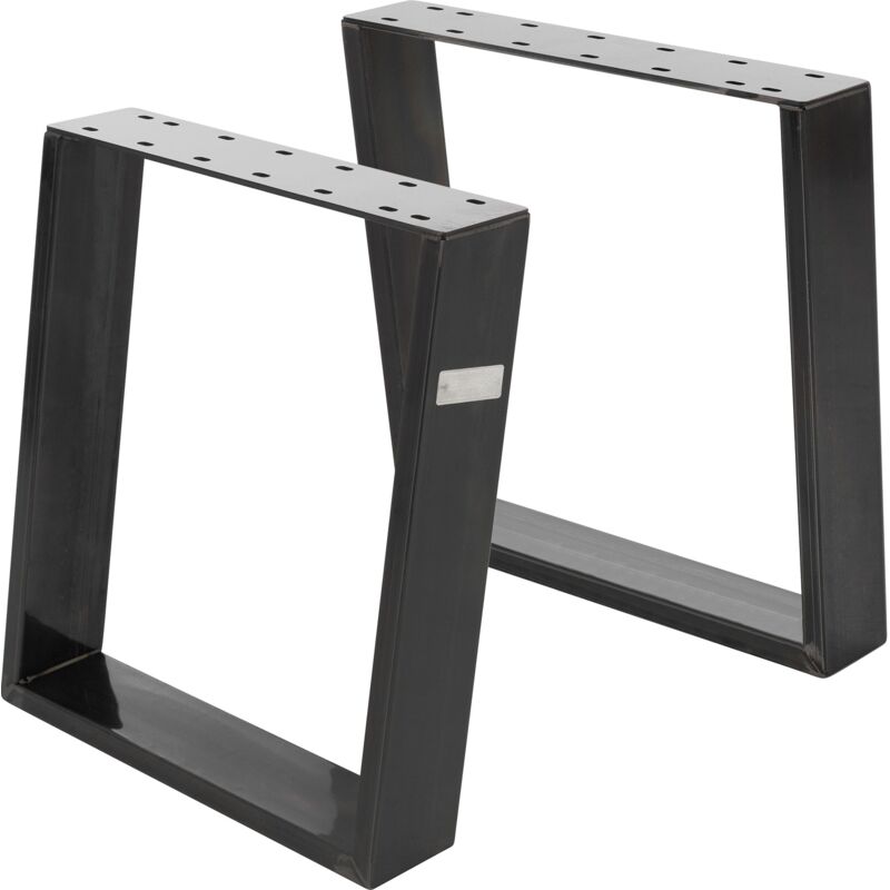 foto del prodotto ml design set di 2 gambe per tavolo in acciaio industrial vintage 40 x 43 cm profilo 8x2 cm con 14 fori inclinazione 80grad piedini base telaio per