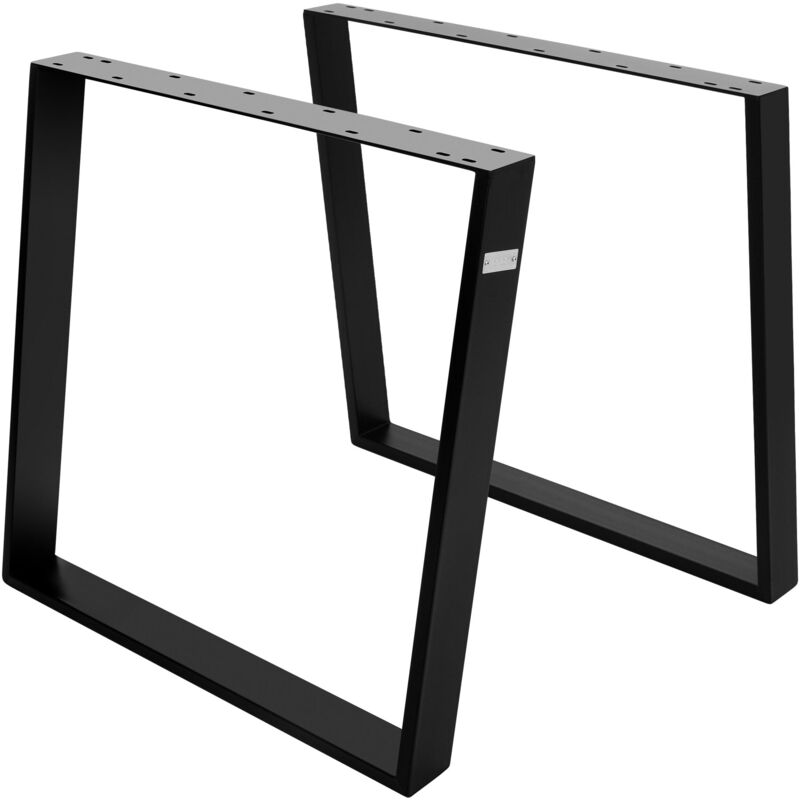 foto del prodotto ml-design set di 2 gambe per tavolo in acciaio nero opaco 75 x 72 cm profilo 8 x 2 cm con 14 fori inclinazione 80 gradi piedini base telaio guide per
