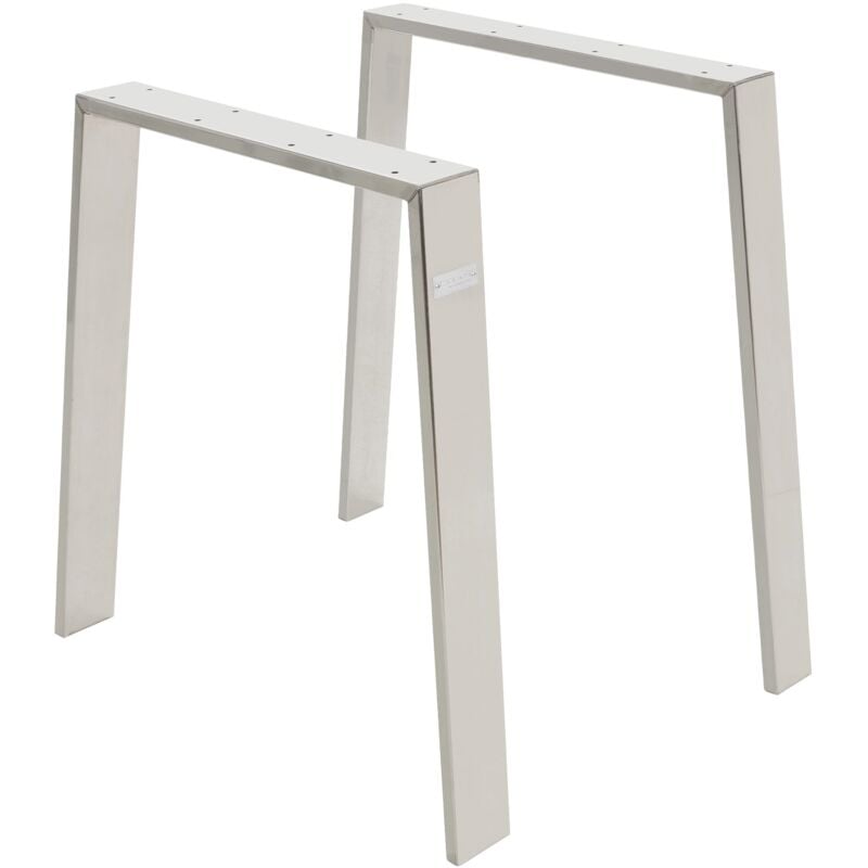 foto del prodotto ml design set di 2 gambe per tavolo loft 75 x 72 cm in acciaio argento profilo 8 x 2 cm telaio per tavolo da pranzo scrivania fai da te struttura
