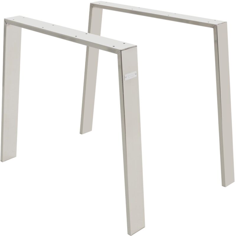 foto del prodotto ml-design - set di 2 gambe per tavolo loft 90 x 72 cm in acciaio inossidabile argento profilo 8 x 2 cm telaio per tavolo da pranzo scrivania fai da