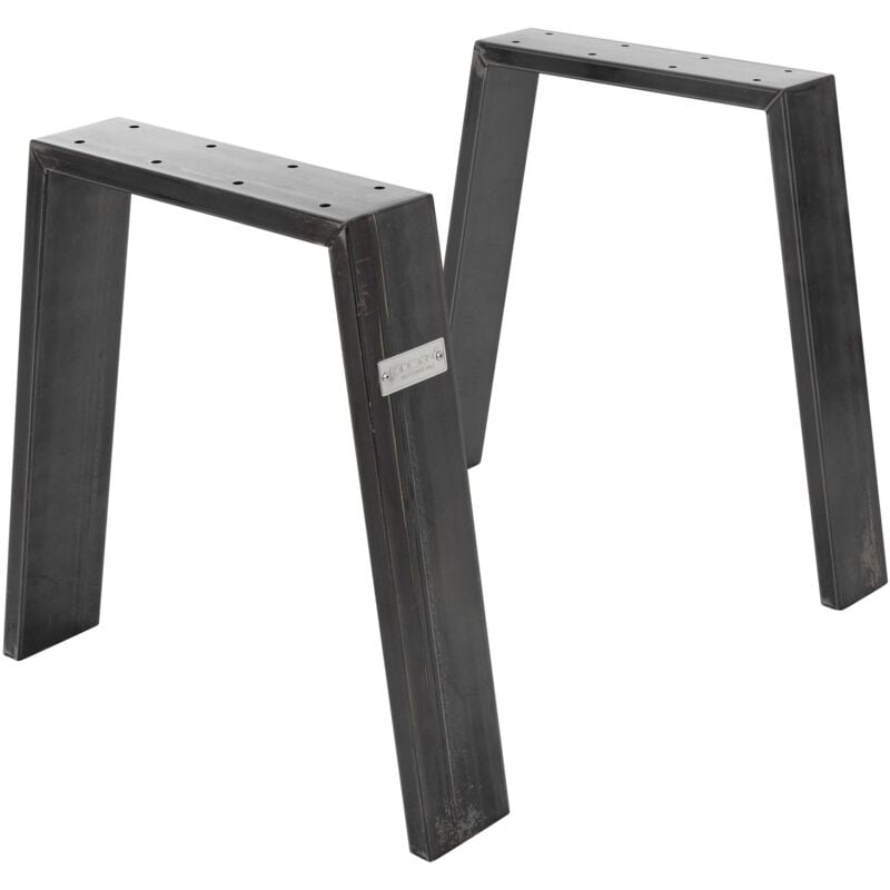 foto del prodotto ml design set di 2 gambe per tavolo loft industriale 44 x 42 cm in acciaio verniciato a polvere trasparente profilo 8x2 cm forma di u struttura per