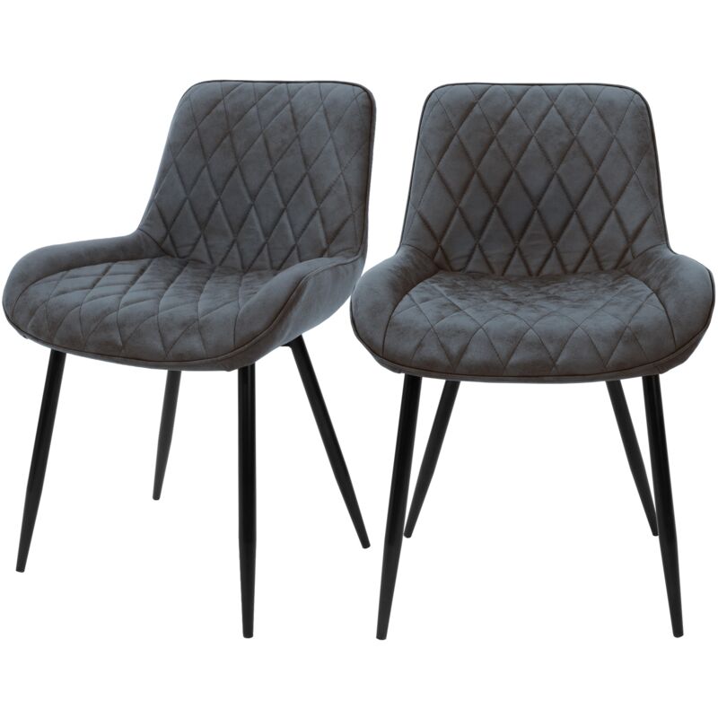 foto del prodotto ml design set di 2 sedie per sala da pranzo antracite con schienale sedia per cucina con rivestimento in ecopelle imbottita gambe in metallo sedia