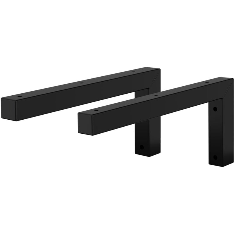 foto del prodotto ml design set di 2 staffe a muro design ad l 350 x 150 mm in acciaio nero supporti per scaffali aperti mensole telaio lavabo bagno scrivania mobili