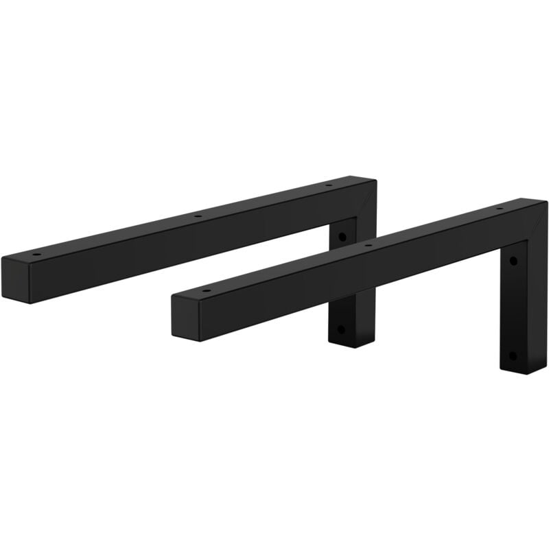foto del prodotto ml design set di 2 staffe a muro design ad l 400 x 150 mm in acciaio nero supporti per scaffali aperti mensole telaio lavabo bagno scrivania mobili