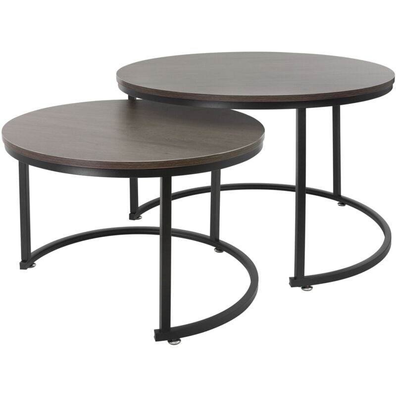 foto del prodotto ml design set di 2 tavolini da caff salotto soggiorno divano sovrapponibili rotondi 59x40 cm 74x48 cm tavoli d appoggio impilabili in mdf