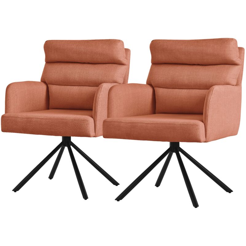 foto del prodotto ml design set di 2x sedie da pranzo girevole arancio sedia da soggiorno con braccioli e schienale poltroncina girevole posizione auto poltrona