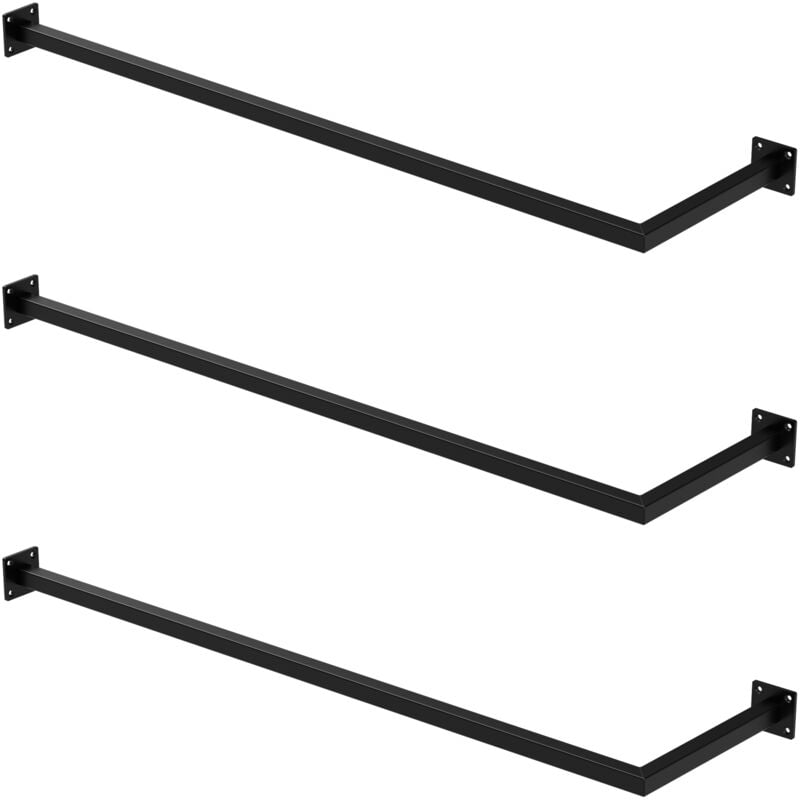 foto del prodotto ml design set di 3 appendiabiti porta asciugamani a l attacco a parete 110x30 cm in acciaio nero bagno cucina soggiorno balcone camera da letto