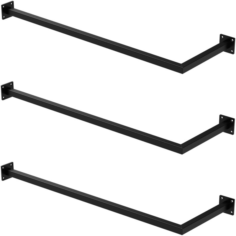 foto del prodotto ml design set di 3 appendiabiti porta asciugamani a l attacco a parete 90x30 cm in acciaio nero bagno cucina soggiorno balcone camera da letto