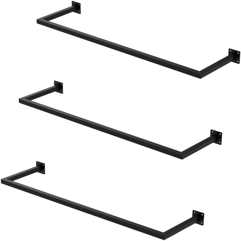 foto del prodotto ml-design - set di 3 appendiabiti porta asciugamani attacco a parete 110x30cm in acciaio nero per bagno cucina soggiorno balcone camera da letto
