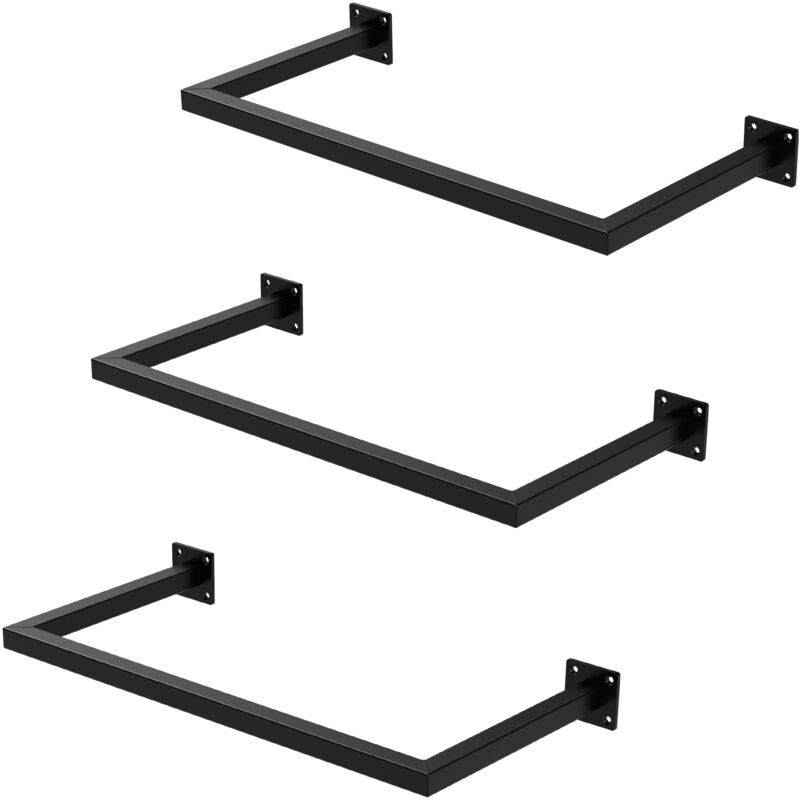 foto del prodotto ml design set di 3 appendiabiti porta asciugamani attacco a parete 60x30 cm in acciaio nero per bagno cucina soggiorno balcone camera da letto
