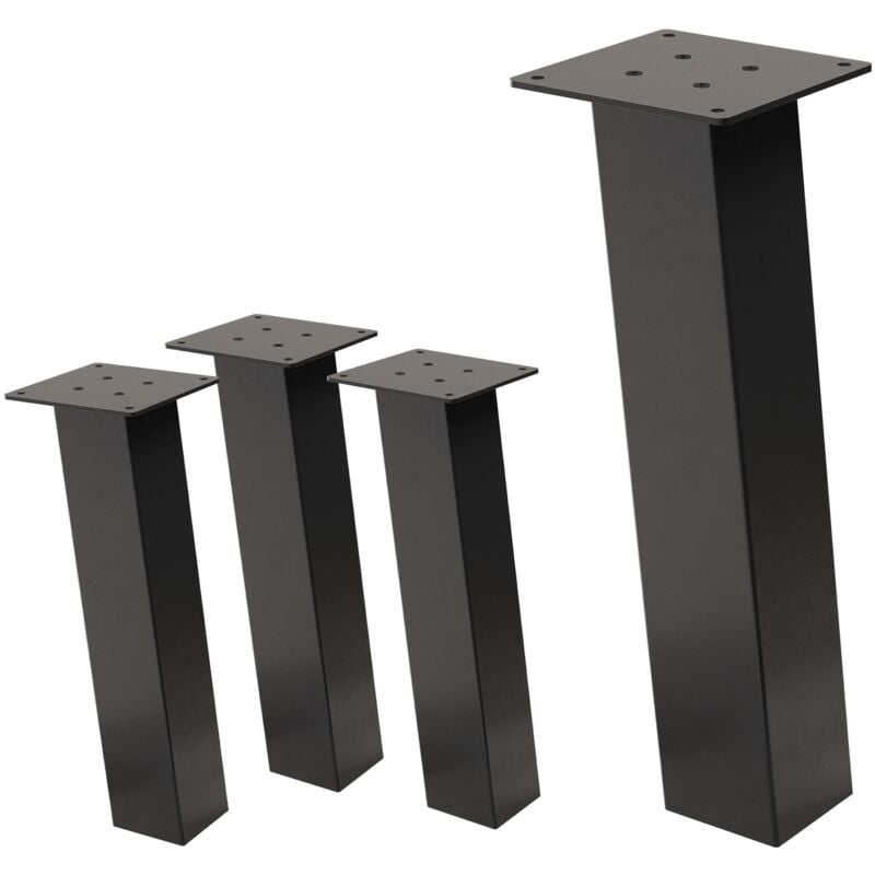 foto del prodotto ml design set di 4 gambe per tavolo inclinate a 42 cm grigio scuro aspetto industriale in acciaio verniciato a polvere forma a i profilo 8x8 cm con