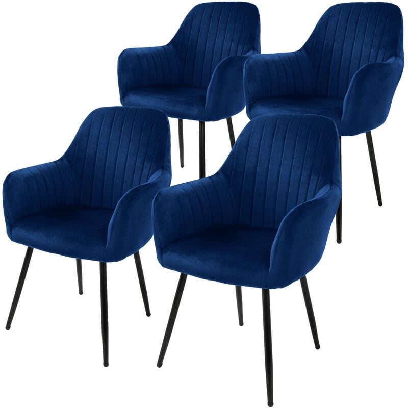 foto del prodotto ml design set di 4 sedie da pranzo con schienale e braccioli blu sedia da cucina con rivestimento in velluto poltroncina imbottita con gambe in