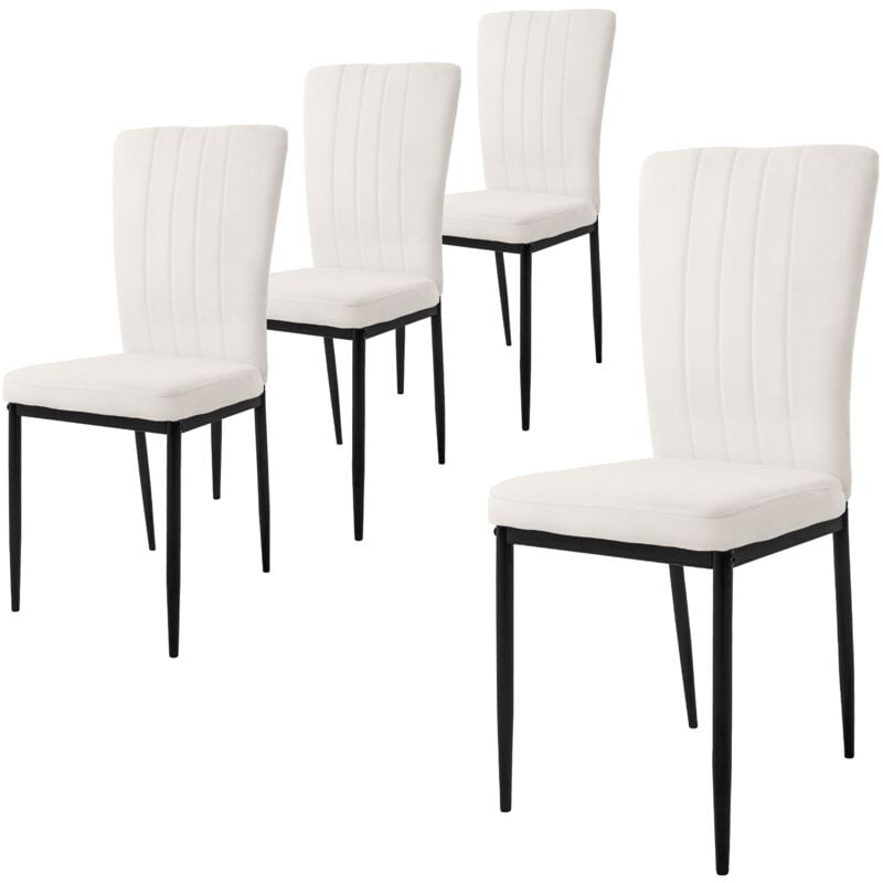 foto del prodotto ml design set di 4 sedie per sala da pranzo con rivestimento in velluto bianco sedie da cucina con schienale imbottita con gambe in metallo sedia