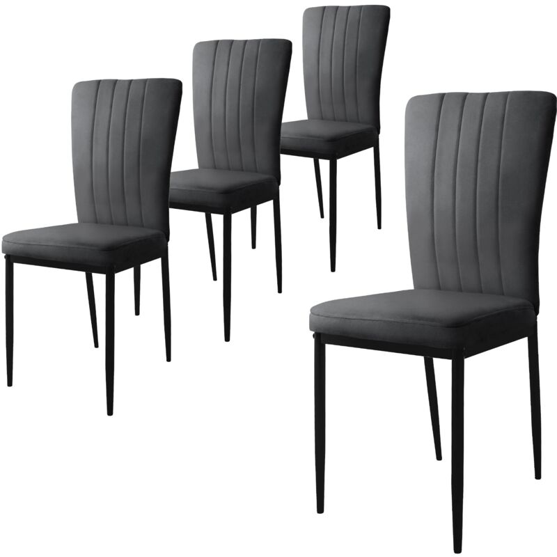 foto del prodotto ml design set di 4 sedie per sala da pranzo con rivestimento in velluto grigio sedie da cucina con schienale imbottita con gambe in metallo sedia