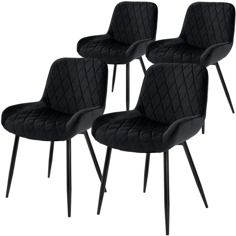 foto del prodotto ml design set di 4 sedie per sala da pranzo nero con schienale sedia imbottita per cucina con rivestimento in velluto gambe in metallo sedia