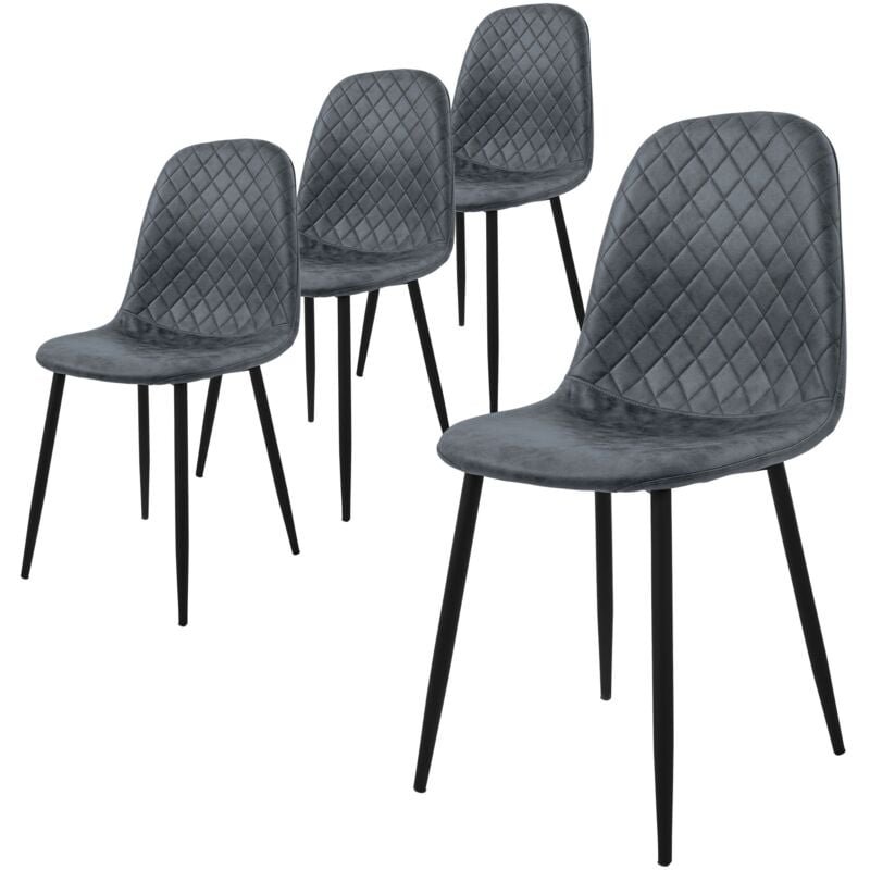 foto del prodotto ml design set di 4 sedie per sala da pranzo rivestimento in ecopelle antracite poltroncine da cucina con schienale e gambe in metallo seduta