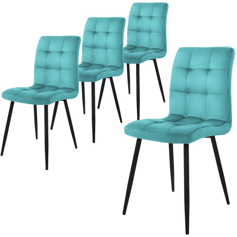 foto del prodotto ml design set di 4 sedie per sala da pranzo rivestimento in velluto petrolio poltroncine da cucina con schienale e gambe in metallo seduta