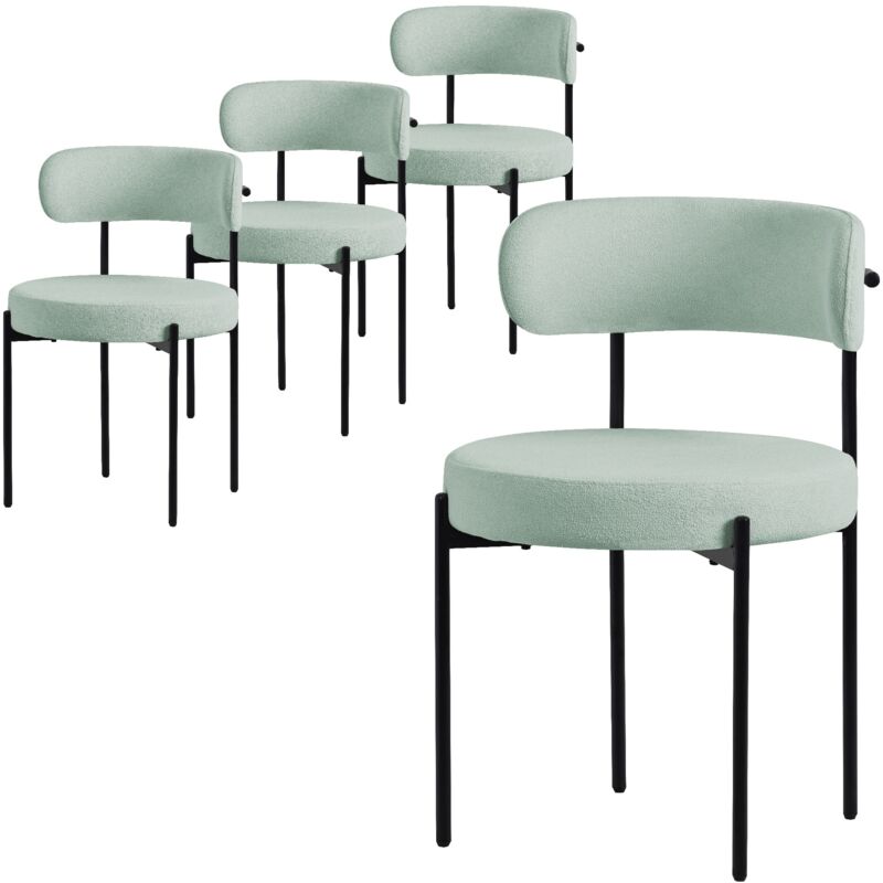 foto del prodotto ml design set di 4 sedie per sala da pranzo sedia da cucina in tessuto teddy verde poltroncina da soggiorno con schienale poltrona imbottite con