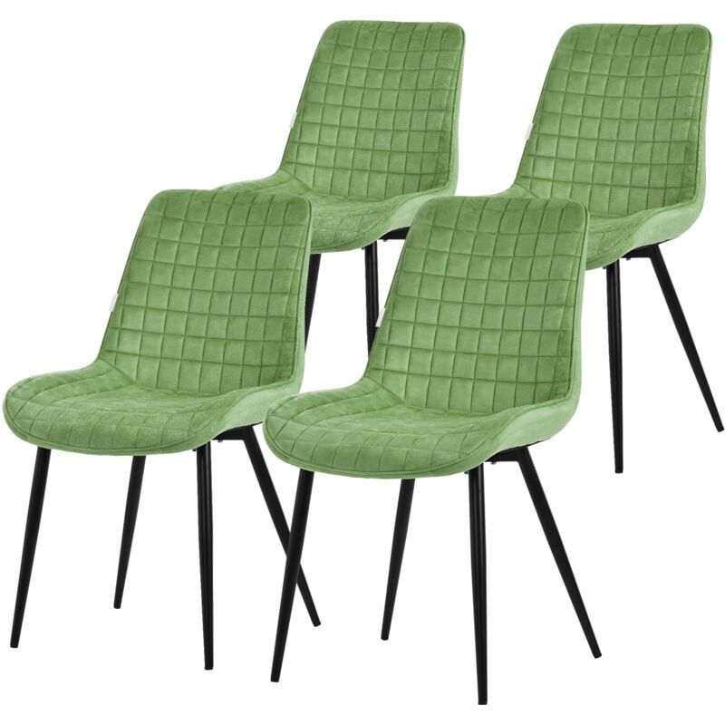 foto del prodotto ml design set di 4 sedie per sala da pranzo verde salvia seduta in velluto con gambe in metallo nero sedie da cucina con schienale poltroncina da