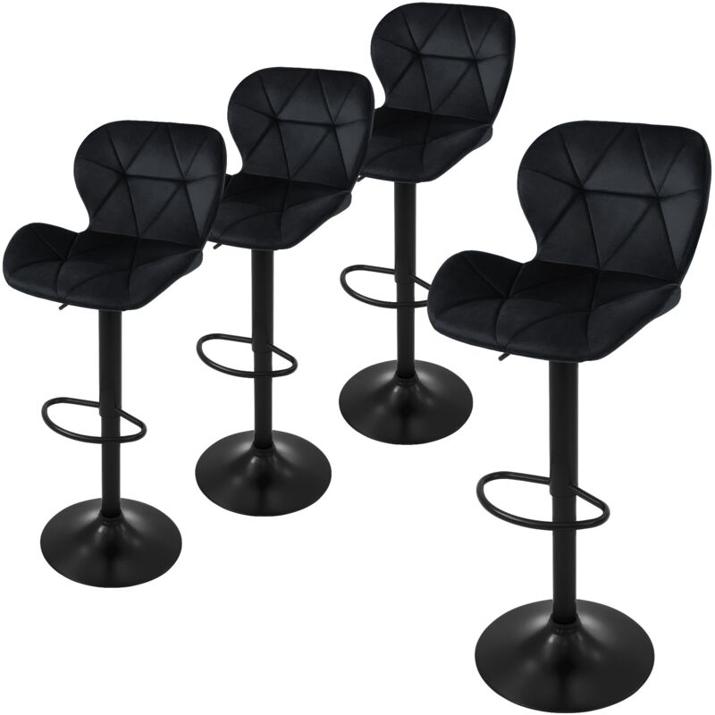 foto del prodotto ml design set di 4 sgabelli da bar rivestimento in velluto nero sedia da bancone regolabile in altezza 59 79 cm girevole a 360 sgabello alto da