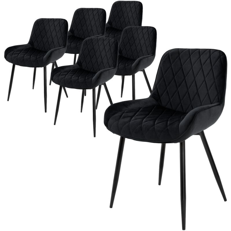 foto del prodotto ml design set di 6 sedie per sala da pranzo nero con schienale sedia imbottita per cucina con rivestimento in velluto gambe in metallo sedia salotto