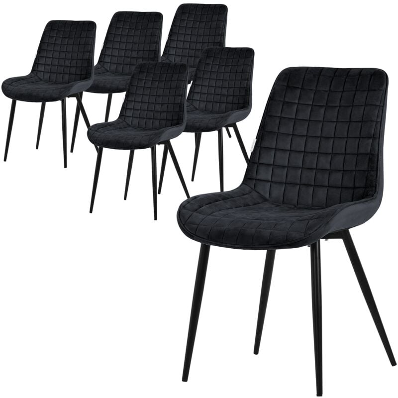 foto del prodotto ml design set di 6 sedie per sala da pranzo nero seduta in velluto con gambe in metallo nero sedie da cucina con schienale sedie da soggiorno