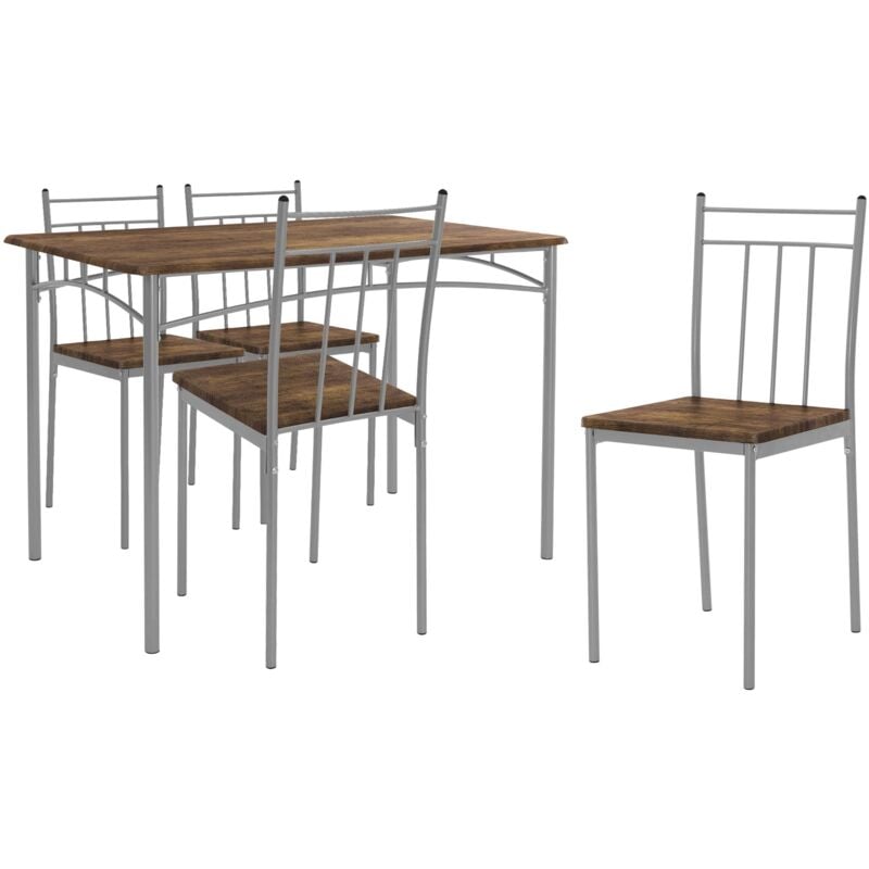 foto del prodotto ml-design - set tavolo con 4 sedie per sala da pranzo in legno mdf marrone vintage per la cucina gambe in metallo materiale per il montaggio incluso