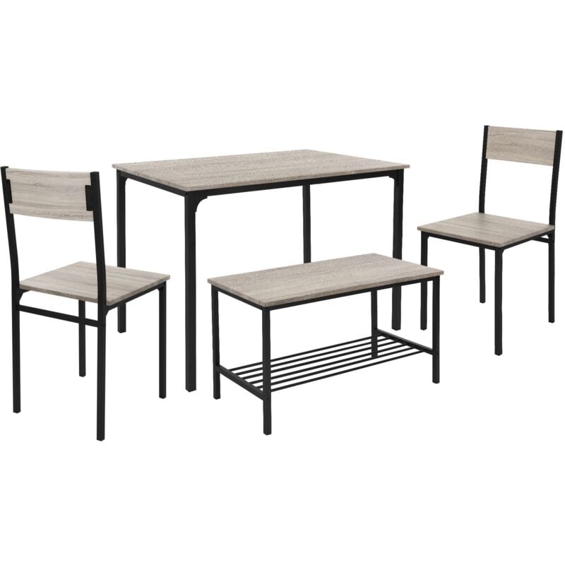 foto del prodotto ml design set tavolo da pranzo 4 pezzi rovere sonoma tavolo con 2 sedie 1 panca gruppo da pranzo per 4 persone gruppo di sedute tavolo da cucina