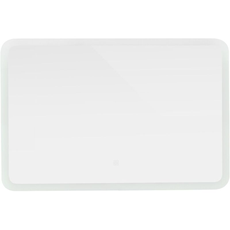 foto del prodotto ml design specchio da bagno con illuminazione integrata a led bianco rettangolare 90 x 60 cm con interruttore a tocco con montaggio a parete