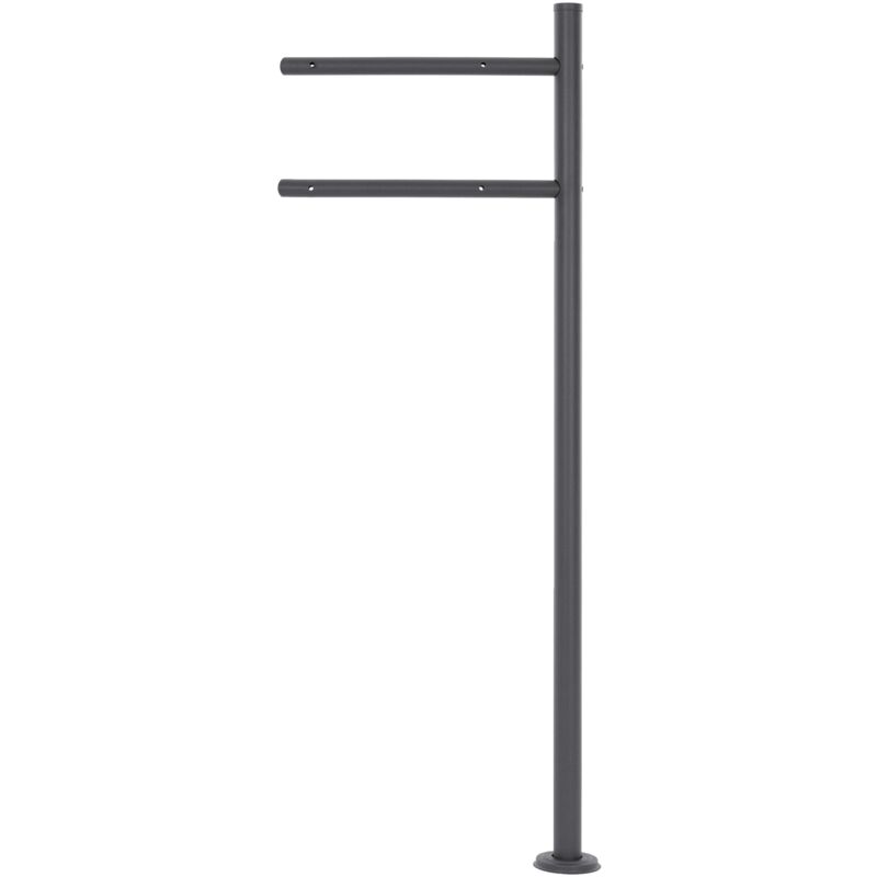 foto del prodotto ml design supporto per cassetta delle lettere in acciaio inox verniciato a polvere antracite altezza 120 cm palo di sostegno da pavimento cassetta