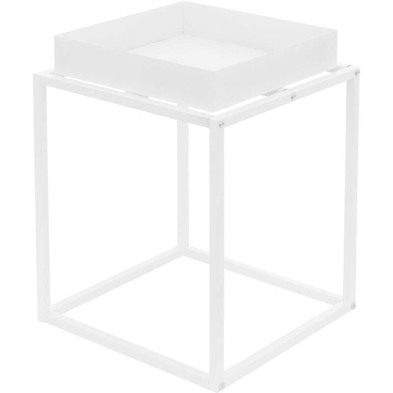 foto del prodotto ml design supporto per piante fiori 35 x 35 x 46 cm quadrato in metallo bianco robusto resistente alle intemperie piedistallo decorativo design