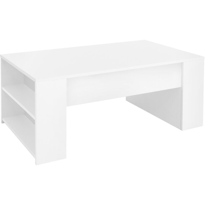 foto del prodotto ml design tavolino da caff per salotto 100 x 60 x 42 cm con ripiani tavolo da divano moderno con spazio di stoccaggio in truciolato rivestito bianco