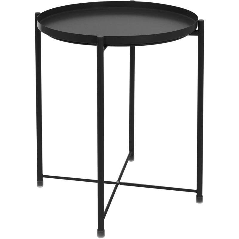 foto del prodotto ml design tavolino da caff rotondo per salotto 45 x a52 cm in metallo verniciato a polvere nero con piano rimovibile stabile e robusto tavolo da