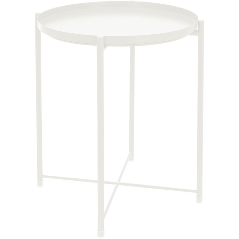 foto del prodotto ml design tavolino da caff rotondo per salotto 45 x h52 cm in metallo verniciato a polvere bianco con piano rimovibile tavolo soggiorno laterale