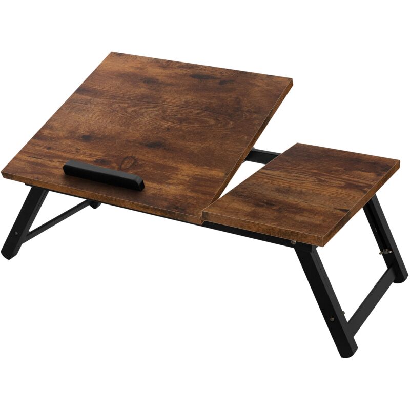 foto del prodotto ml design tavolino inclinabile pieghevole regolabile in altezza per computer tavolo portatile pc notebook laptop in legno con cassetto marrone