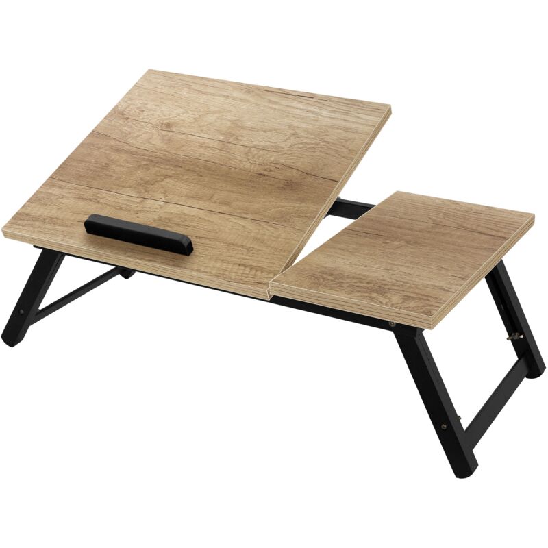 foto del prodotto ml design tavolino inclinabile pieghevole regolabile in altezza per computer tavolo portatile pc notebook laptop in legno con cassetto rovere