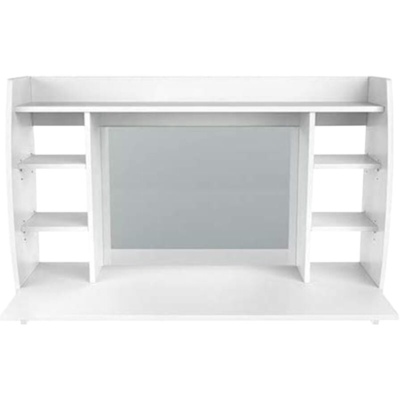 foto del prodotto ml design tavolo cosmetico da trucco bianco a muro tavolino da toilette con specchio rettangolare e 6 ripiani 110 x 75 x 48,5 cm toelette per