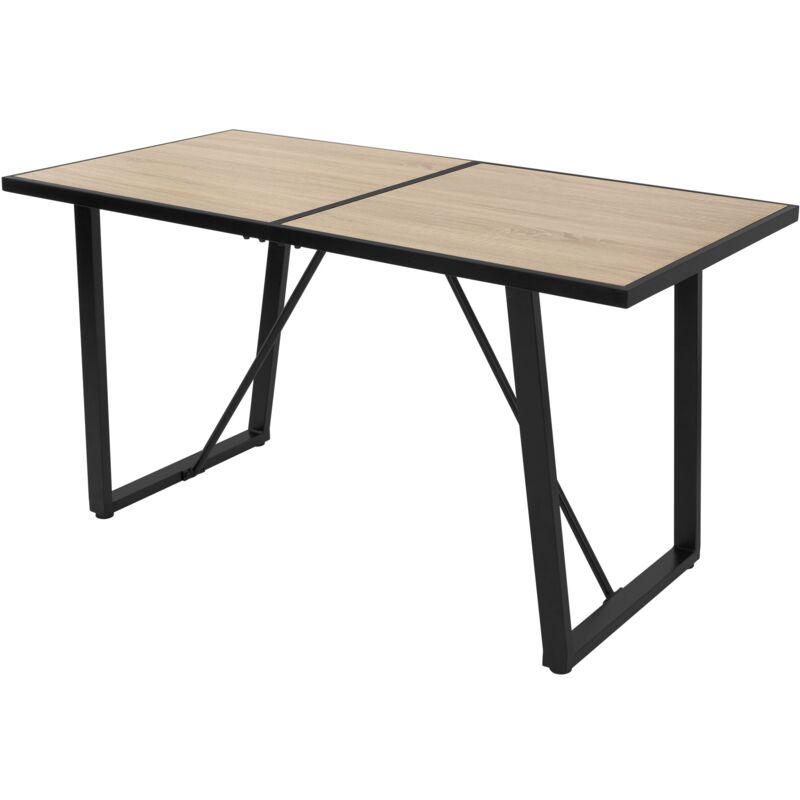 foto del prodotto ml design tavolo da pranzo per la cucina 140x70x75 cm rettangolare per 6 persone piano del tavolo in legno aspetto rovere telaio in metallo con