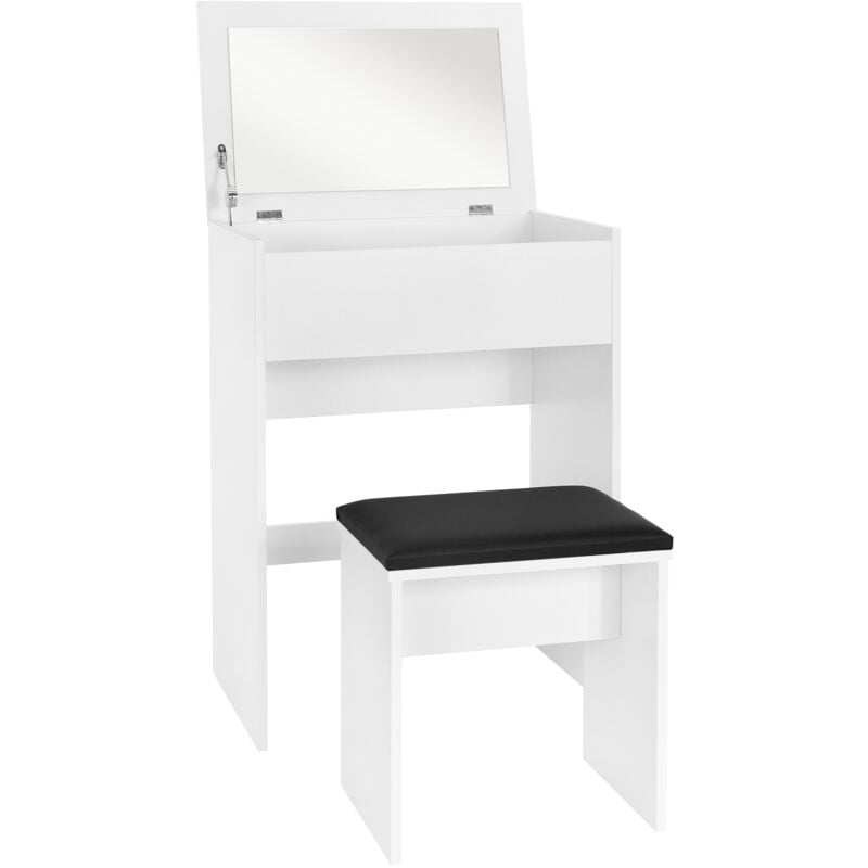 foto del prodotto ml design tavolo mobile da toeletta specchio ribaltabile postazione trucco make up 60 x 40 x 122 cm organizzatore cosmetici specchiera portaoggetti