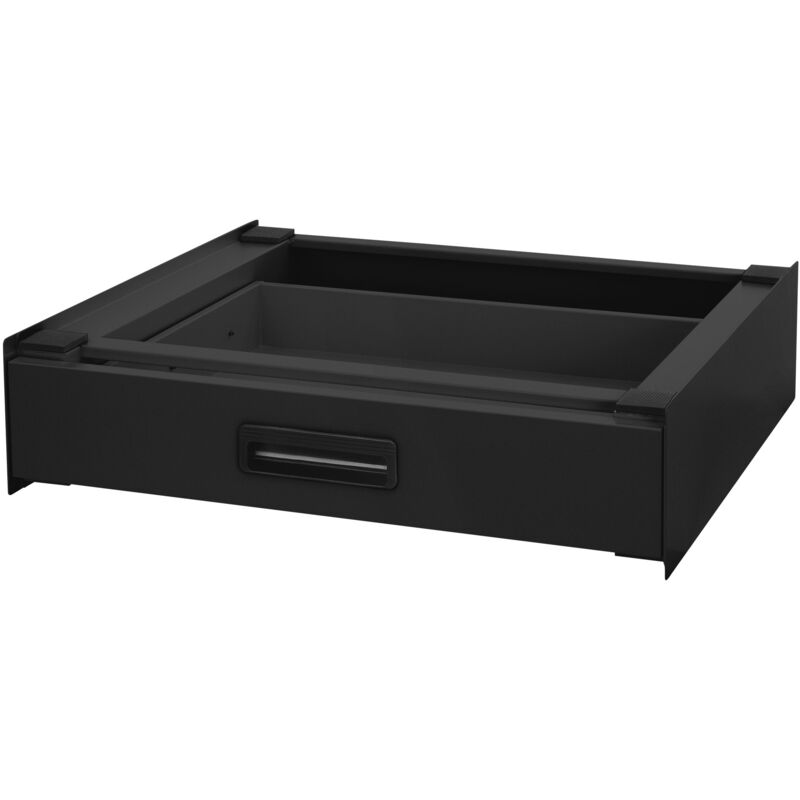 foto del prodotto ml design telaio intermedio ripiano estraibile in acciaio 60 x 54 cm nero per lavatrice asciugatrice piano estensibile per cesto bucato kit di
