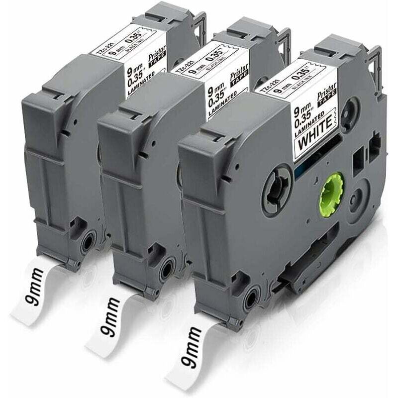 foto del prodotto mm compatibile con brother tze 221 tze221 tz 221 tze 9 mm nero su bianco laminato per brother pt h100lb h107b e110 h200 h110 1250 p300bt h101c d200