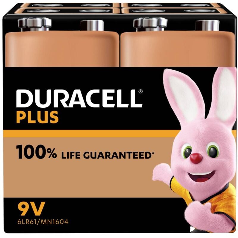 foto del prodotto mn1604 plus batteria da 9 v alcalina manganese 9 v 4 pz. duracell
