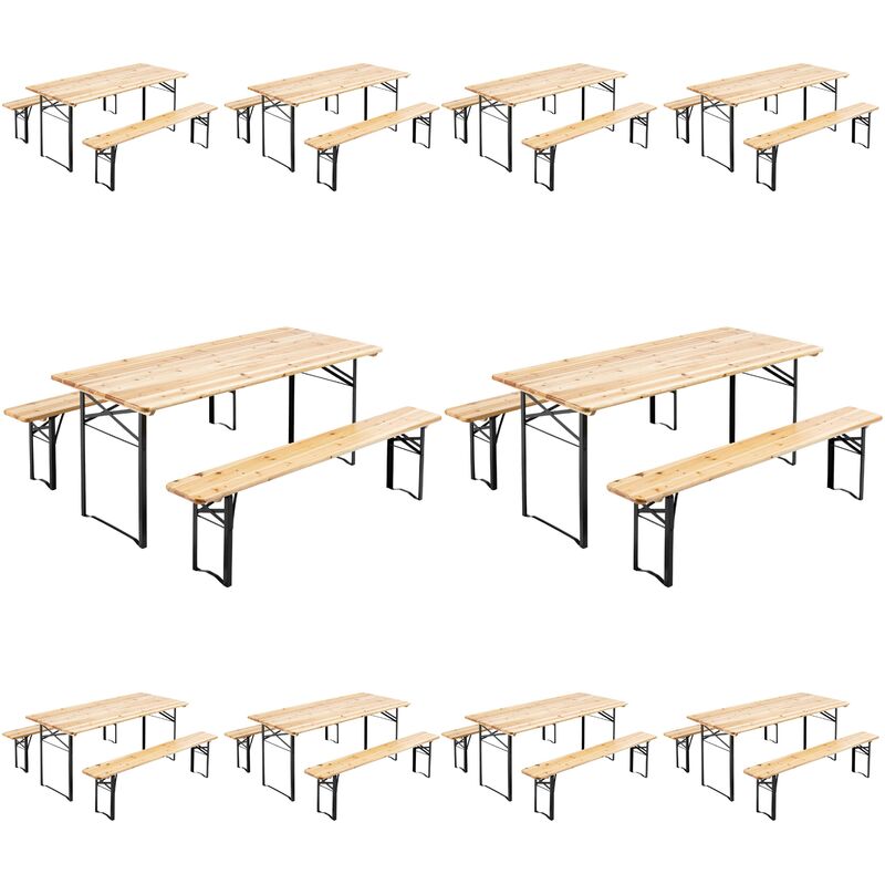 foto del prodotto mob event pro 10 tavoli da birreria pieghevoli 177x80x76cm 20 panche in legno