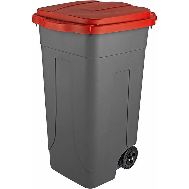 foto del prodotto mobil plastic bidone raccolta differenziata lt. 80 con ruote fondo grigio e coperchio rosso